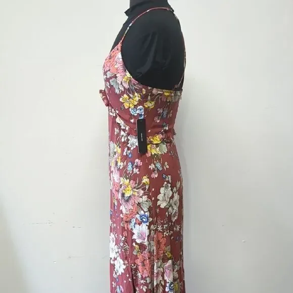 Lulu's That Loving Feeling Red Knee-Length V-Neck Floral Sundress, Size S - Picture 5 of 9